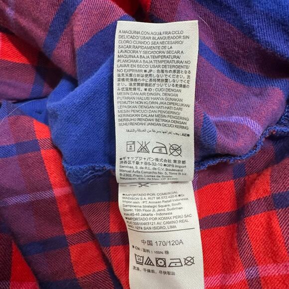 Old Navy The Boyfriend Shirt Women's XXL Blue Red Plaid Button Down Long Sleeve - Picture 4 of 5